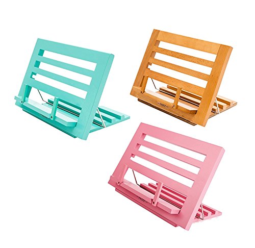 Exerz Soportes para Libros de Cocina/Soporte de Madera para Leer Libros de Cocina/Soporte para Recetario de Cocina Sostenedor para Libros - Ajustable/Ideal para Libros iPad Tabletas– 34 x 24 x 2 cm