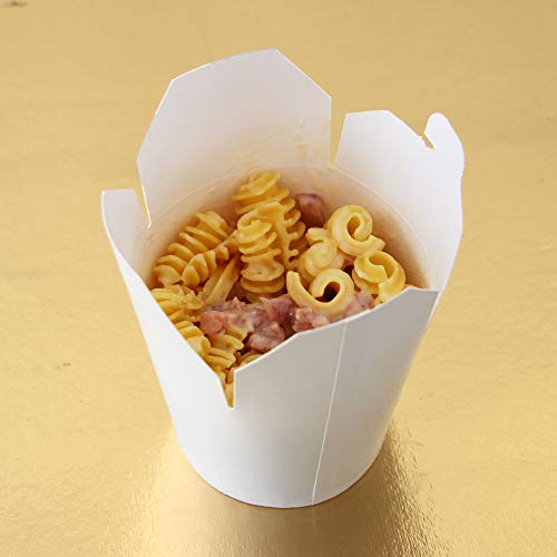 Extiff - Paquete de 50 Cajas de Cartón Blanco, Pasta Box para fideos, pasta, platos preparados, platos asiáticos y orientales, ventas para llevar (480 ML)