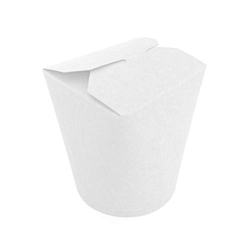 Extiff - Paquete de 50 Cajas de Cartón Blanco, Pasta Box para fideos, pasta, platos preparados, platos asiáticos y orientales, ventas para llevar (480 ML)