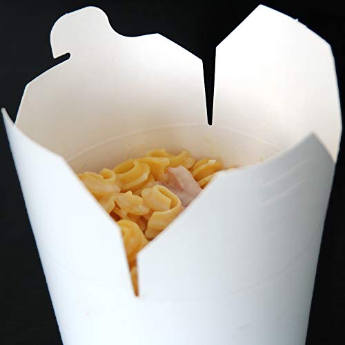 Extiff - Paquete de 50 Cajas de Cartón Blanco, Pasta Box para fideos, pasta, platos preparados, platos asiáticos y orientales, ventas para llevar (480 ML)