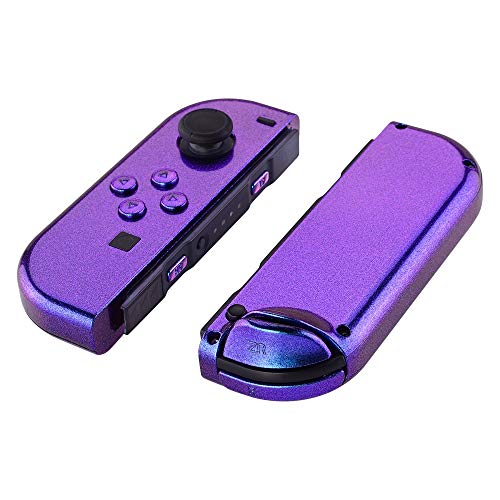 eXtremeRate Carcasa Joy-Con para Nintendo Switch Funda de Agarre de reemplazo Shell de bricolaje metálico con Botón completo para Nintendo Switch No incluye la Carcasa de la consola(De Azul a Violeta)