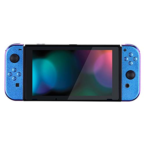 eXtremeRate Carcasa Joy-Con para Nintendo Switch Funda de Agarre de reemplazo Shell de bricolaje metálico con Botón completo para Nintendo Switch No incluye la Carcasa de la consola(De Azul a Violeta)