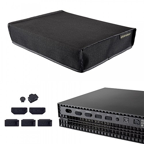 eXtremeRate Guardapolvo para Xbox one X Funda contra el polvo Cubierta Protectora Horizontal para la consola de Xbox one X Diseño de doble capa Corte preciso para puerto de cable de fácil acceso Negro