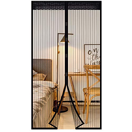 EXTSUD Mosquitera Magnética para Puertas 110 x 220cm Cortina Protección contra Insectos para Puerta de Balcón Sala de Estar Puerta de Patio Pegado sin Taladrar, Negro