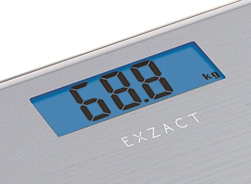 Exzact Báscula Corporal Electrónica/Báscula de Baño Digital/Escala Personal - 180kg - Exhibición del LCD de la contraluz (Plata)