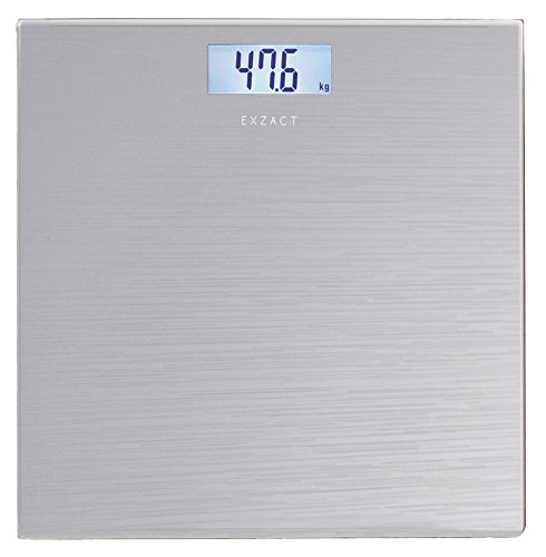 Exzact Báscula Corporal Electrónica/Báscula de Baño Digital/Escala Personal - 180kg - Exhibición del LCD de la contraluz (Plata)