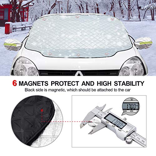 Ezlife Protector de Parabrisas, Protector para Parabrisas con imán Cubierta de Parabrisas Coche Protege de Rayos Antihielo y Nieve, UV, Lluvia, Funda Plegable Parabrisa Delantero 189x116cm