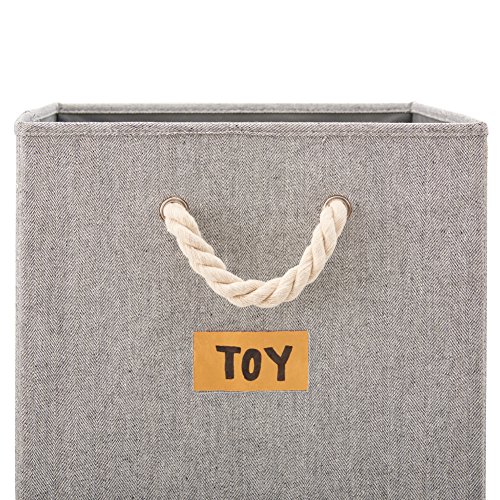 EZOWare 3 pcs Cajas de Almacenaje, Cubo Decorativa de Tela Plegable Resistente con Manijas para Ropa, Juguetes, Armario, Dormitorio, Estanterías y Mas - Color Gris (33x33x33cm)