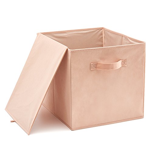 EZOWare Caja de Almacenaje x 4 Unidades, Almacenaje Juguetes, Caja para Ropa (33 x 38 x 33 cm) (Rosado)