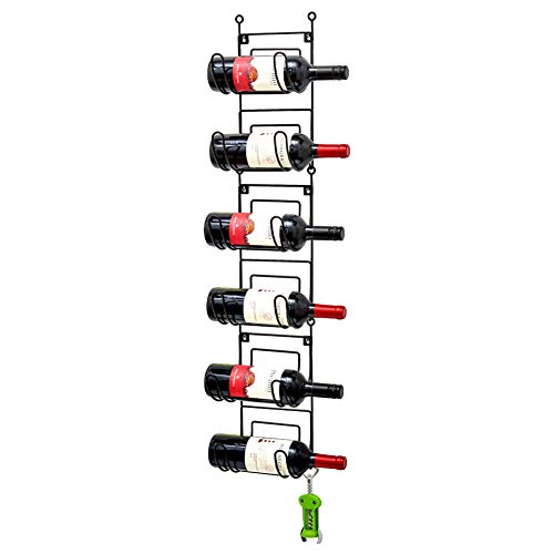 EZOWare Toallero de Pared, Estante Multipropósito de 6 Niveles Organizador para Toallas Enrolladas, Botellas de Vino, Paños de Lavado - Negro