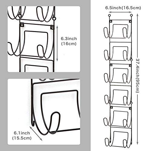 EZOWare Toallero de Pared, Estante Multipropósito de 6 Niveles Organizador para Toallas Enrolladas, Botellas de Vino, Paños de Lavado - Negro