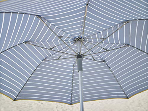 EZPELETA Sombrilla terraza. Parasol/Sombrilla de playa. Paraguas sol ligero y plegable de aluminio. Diámetro 155cm. Protección solar UPF 50+. Estampado rayas/marinero. Incluye funda/bolsa.- Rayas-Azul