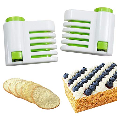 F-blue 2pcs 5 Capas de Bricolaje Ajustable Guía Hoja de Cortador de la Torta del Cortador de la Torta de Pan Nivelador máquina de Cortar Pie Herramienta de Corte fijador