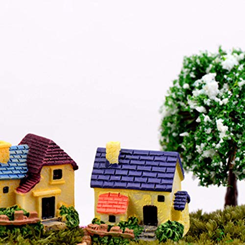 F-blue Lindo Miniatura Mini Resina Artificial de la Venta Hada del jardín Micro Casa en Miniatura Hada del Paisaje decoración del hogar Villa Color al Azar