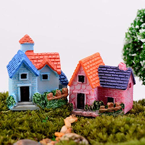 F-blue Lindo Miniatura Mini Resina Artificial de la Venta Hada del jardín Micro Casa en Miniatura Hada del Paisaje decoración del hogar Villa Color al Azar