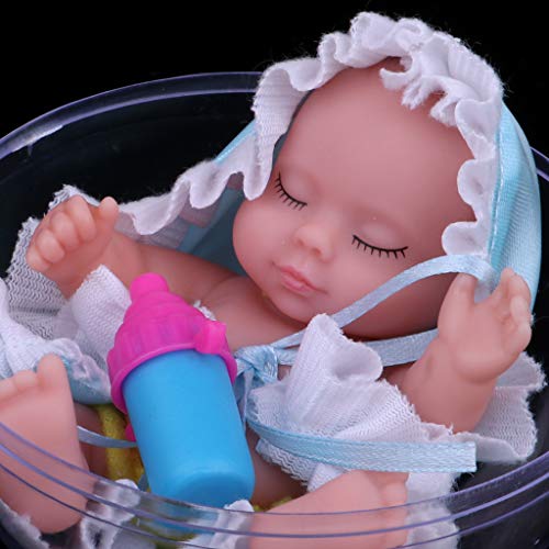 F Fityle Lindo Durmiendo Muñeca Bebé Renacida Miniatura Juguete para Navidad - Azul