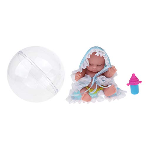 F Fityle Lindo Durmiendo Muñeca Bebé Renacida Miniatura Juguete para Navidad - Azul