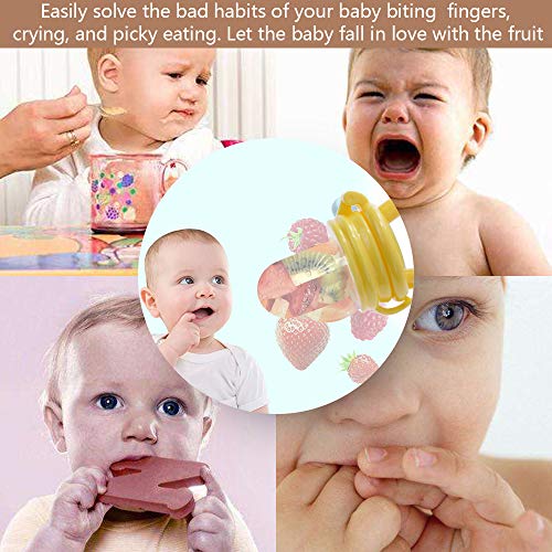 Fabur Chupete Fruta,Pinza de Chupete, Cucharas de Alimentación para bebés, Cepillo de Dedo para bebé, reemplazo de bolsa de silicona para bebés(12 Piezas)
