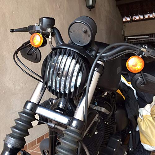 Facibom Sportster XL 883 Hierro 1200 04-14 Personalizado XL1200C 1200 Motocicleta 5 3/4 Pulgadas CNC Led Faro Parrilla Cubierta