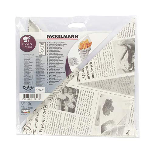 Fackelmann Recipiente para Comida para Picar, con Forma cónica, Papel, Multicolor, 18 x 25 x 0.2 cm