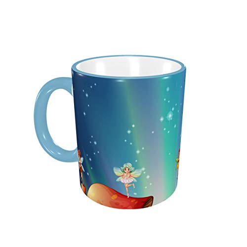 Fairies Flying Over Mushroom Houses Taza de café Taza de cerámica de 11 oz