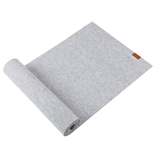 Famibay - Camino de mesa de fieltro lavable con aislamiento térmico para cenas, Fieltro, gris claro, 150×40cm