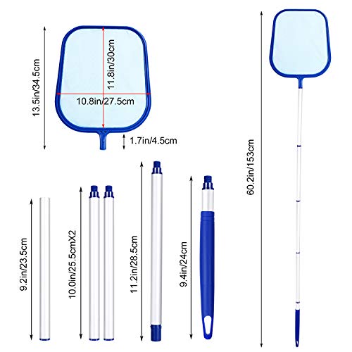 Familybox Red de Piscina, Skimmer Recoge Hojas Recogehojas para Pisina con Barra telescópica de Aluminio Desmontable 1.2m Juego de Limpieza para Elimina Todos Los Escombros