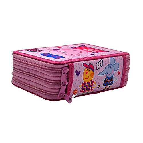 Fancy Estuche Escolar Plumier Triple Peppa Pig 3 Cremalleras 3 Pisos 44 Pzas