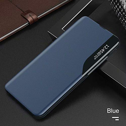 FANFO® Funda Clear View Cover para Samsung Galaxy A21s Elegante Standing Flip Caso, Azul