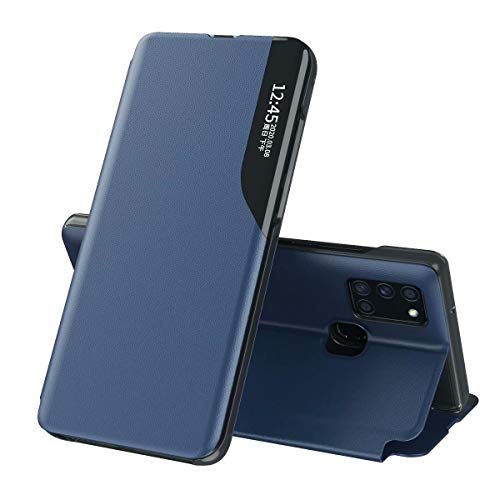 FANFO® Funda Clear View Cover para Samsung Galaxy A21s Elegante Standing Flip Caso, Azul