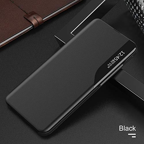 FANFO® Funda Clear View Cover para Xiaomi Poco X3 NFC Elegante Standing Flip Caso, Negro