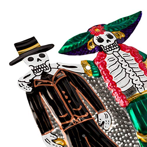 FANMEX - Fantastik - Figura de hojalata Mexicana con Parejas de Calaveras - artesanía de Dia de Muertos (Catrines)