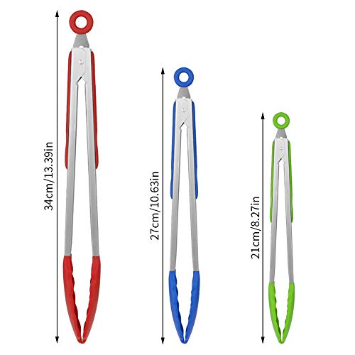 fanshiontide 3 Piezas Juego de Pinzas para barbacoas de Cocina de Acero Inoxidable, Pinzas Barbacoa, Pinzas de Cocina, Adecuado para BBQ, Cocina, Ensalada