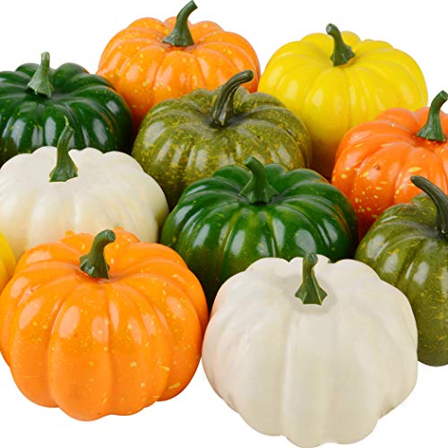 Fansport 12 Piezas De Calabaza Halloween + 400 Piezas De Hojas De Arce Halloween, Calabazas Artificiales Decoracion Otoño Hojas De Arce Artificiales Acción De Gracias