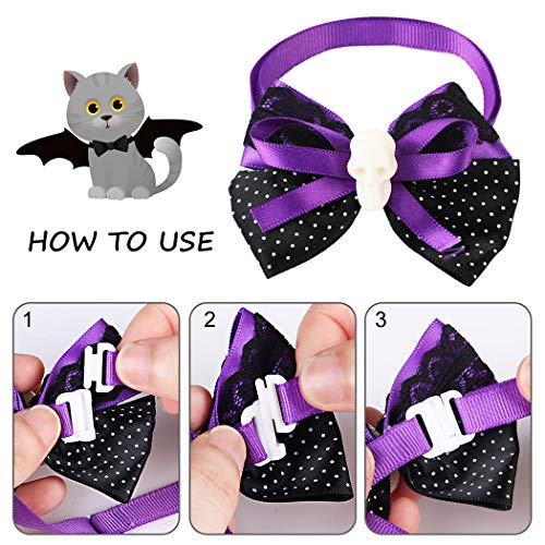 Fansport 5 Pcs Halloween Ropa para Mascotas,Alas De Murciélago para Mascotas para Perros y Gato con 4 Collares Bowtie para Halloween Pets Party Ropa De Cosplay