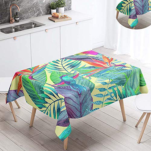 Fansu Manteles de Mesa Rectangular para Decorar, Impermeable Antimanchas Comedor Cuadrada Plantas Tropicales de Impresión Manteles para Cocina/Cena/Picnic Decoración (Colorida Urraca,100x140cm)