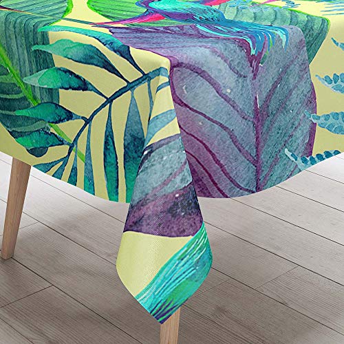 Fansu Manteles de Mesa Rectangular para Decorar, Impermeable Antimanchas Comedor Cuadrada Plantas Tropicales de Impresión Manteles para Cocina/Cena/Picnic Decoración (Colorida Urraca,100x140cm)