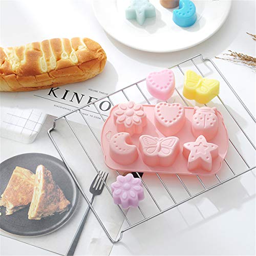 Fansu Molde de Silicona para Bizcocho Chocolate Donut Fondant Galletas Pasteles Bagels Muffins, Antiadherente, Resistente al Calor, para Horno y Microondas - 2 Piezas (17.1x10.7cm,Luna Estrellas)