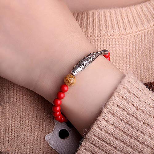 FASHLOVE 2PCS Rico y Caro Pescado 6mm Pulsera de Arena Zhu, un centenar de Conjunto de características de Estilo Nacional Pulsera Adecuada para Enviar Amigos, Amigos, compañeros de Clase, Familia