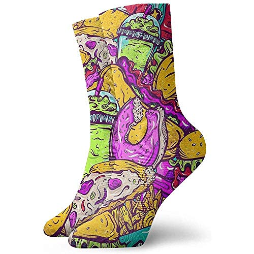 Fast Food Frenzy Novelty Crew Socks Calcetines Deportivos