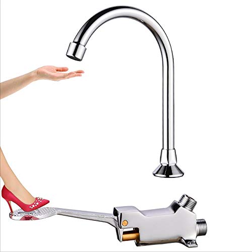 Faucetap Operado Completa pies de Cobre Lavabo de Mezclador del Grifo fría Individual Interruptor de Pedal Válvula de Cocina Grifo del Fregadero del pie Laboratorio Grifo baño Grifo