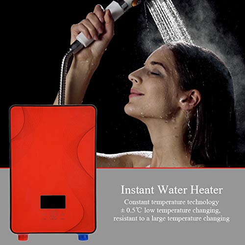 Fdit Socialme-EU 8500W / 6500W / 3000W Mini Calentador de Agua Eléctrico Instantáneo Sin Tanque 220V Temperatura de Agua de Salida Ajustable para Uso Baño Cocina(EU) (Rojo 6500W)