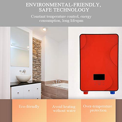 Fdit Socialme-EU 8500W / 6500W / 3000W Mini Calentador de Agua Eléctrico Instantáneo Sin Tanque 220V Temperatura de Agua de Salida Ajustable para Uso Baño Cocina(EU) (Rojo 6500W)