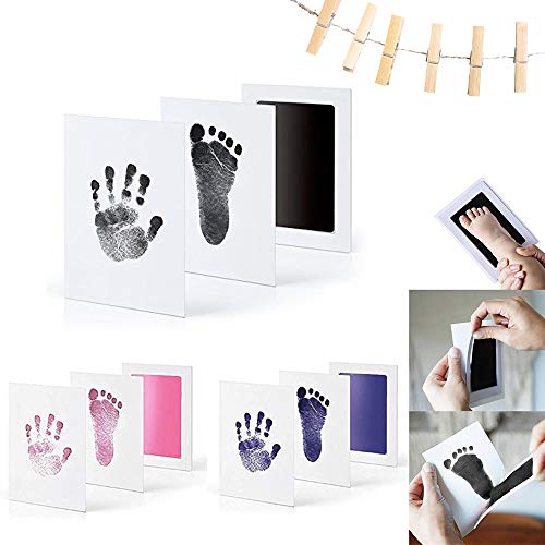 feihao Kit de Huella Bebe Pie y Manos,Almohadilla de Tinta para Bebes,Juego de impresión para bebé,Bebé Kits de Impresión de Huellas De Mano Y Pies,Regalos para Bebé Recién Nacido,3pc