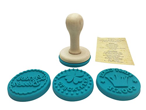 Felicidad-Keksstempel, templo de galletas-Set, sello-juego de accesorios para galletas de la suerte, 4 diseños diferentes + de recetas para que las galletas y pastas conseguirá