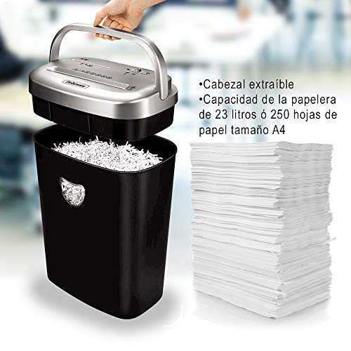 Fellowes 53C - Destructora trituradora de papel, corte en partículas, destruye hasta 10 hojas, uso personal, tritura CD´s y tarjetas de crédito, color negro y plateado