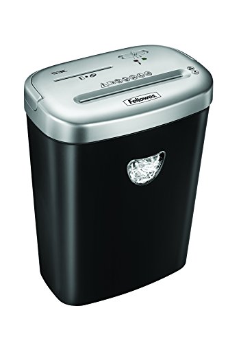 Fellowes 53C - Destructora trituradora de papel, corte en partículas, destruye hasta 10 hojas, uso personal, tritura CD´s y tarjetas de crédito, color negro y plateado