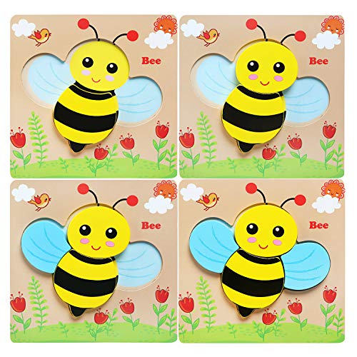 Felly Juguetes Bebes, Puzzles de Madera Educativos para Bebé, Juguetes niños 1 año 2 3 4 5 6 años, Dibujo de Animal Colorido con Placa, Regalo de cumpleaños, Navidad