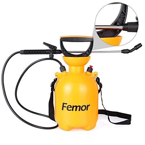 Femor Pulverizador de Presión Rociador con Bomba de Presión de Jardín con Boquilla Ajustable y Correa de Hombro Capacidad de 12L/3L/1,5L Color Naranja (3L)