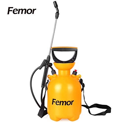 Femor Pulverizador de Presión Rociador con Bomba de Presión de Jardín con Boquilla Ajustable y Correa de Hombro Capacidad de 12L/3L/1,5L Color Naranja (3L)